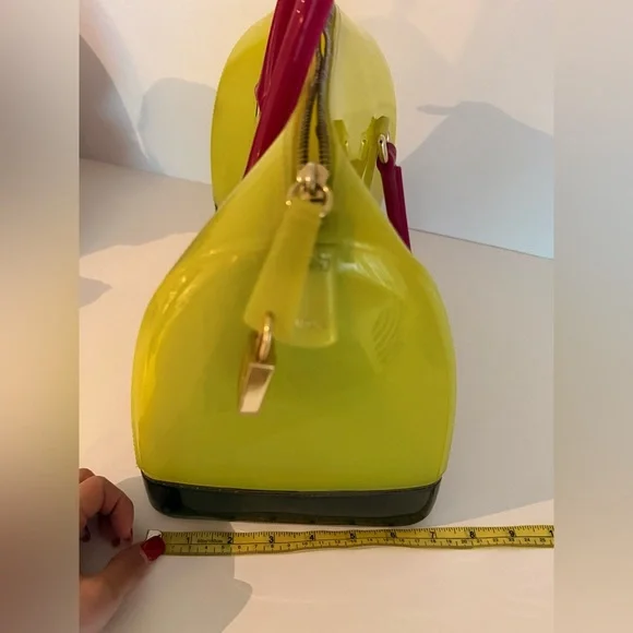 Furla Candy Bag Neon Multicolor Jelly Satchel Rubber Rare Padlock Italy - Picture 12 of 14